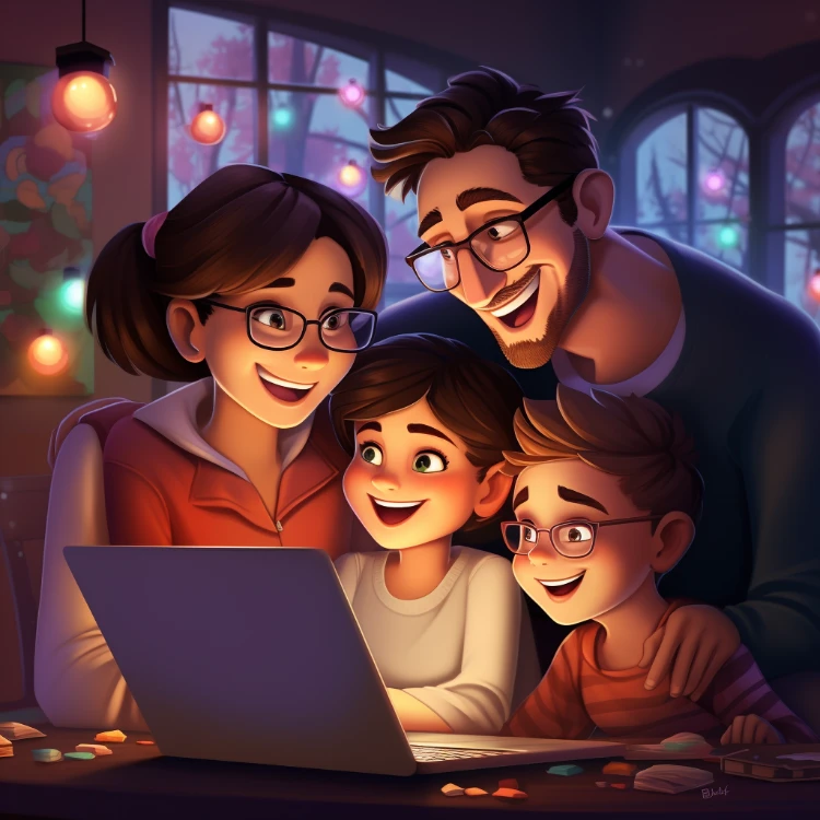 A Family Reading Their Own AI Generated Story
